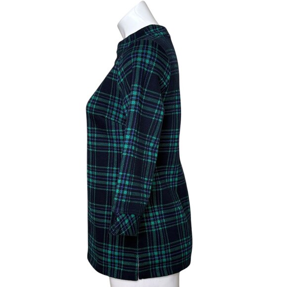 Talbots Funnel Neck Plaid Top, 3/4-Slit Sleeves Women's Size S - Picture 6 of 9